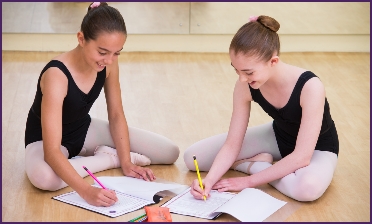 Photo of senior ballet students studying